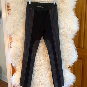 BCBGMaxAzria Jackson Paneled Leather and Denim Leggings
